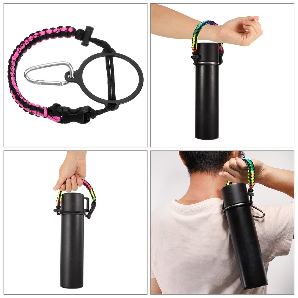 Paracord Handle, Water Bottle Handle Strap, Black/Pink