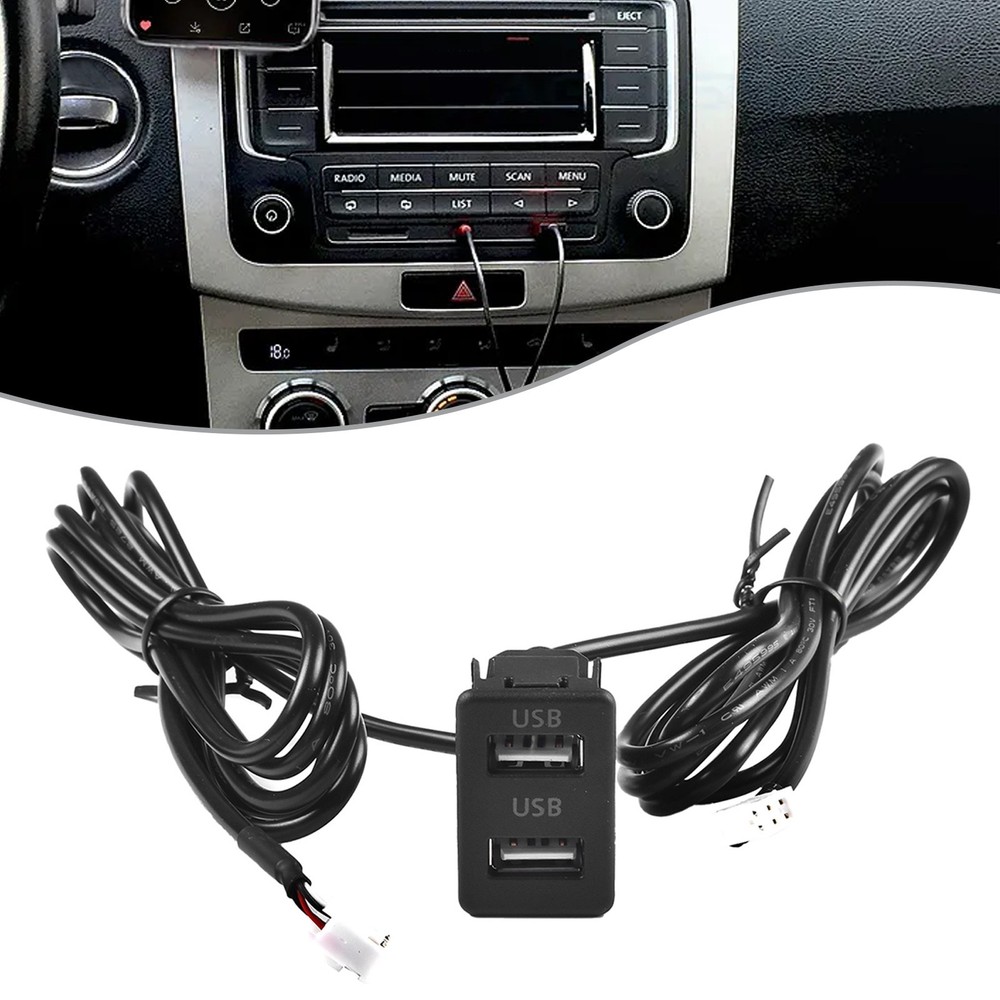 USB Socket USB Socket 3.4*2.2cm 4pin+6pin ABS Black Direct Installation