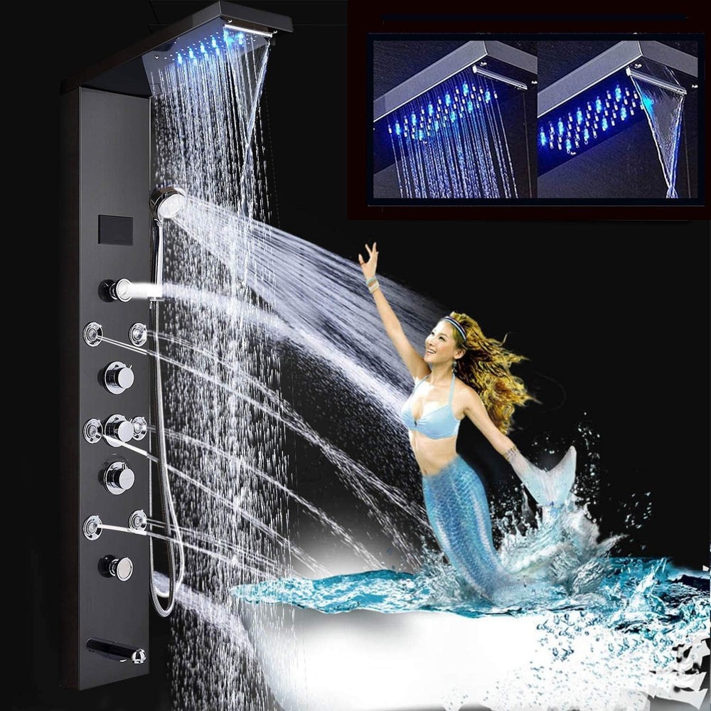 Multi-Function Shower Panel with LED Display: Rainfall, Handheld & Massage Modes