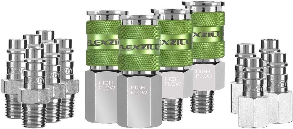 Flexzilla High Flow Coupler & Plug, 1/4" NPT, 14-Piece