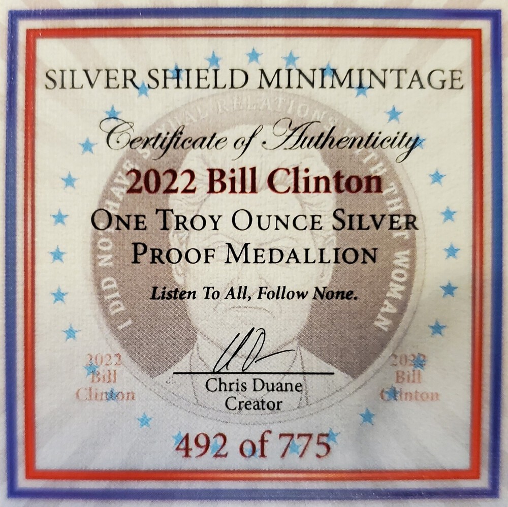 2022 Silver Shield Bill Clinton Proof Round