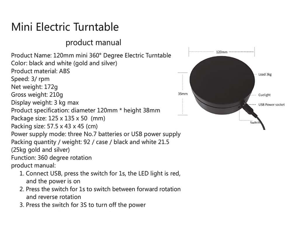 Mini Turntable Display 4.75″ – Mirror Top for 1:64 / 1:43 Scale Models - E12-MR