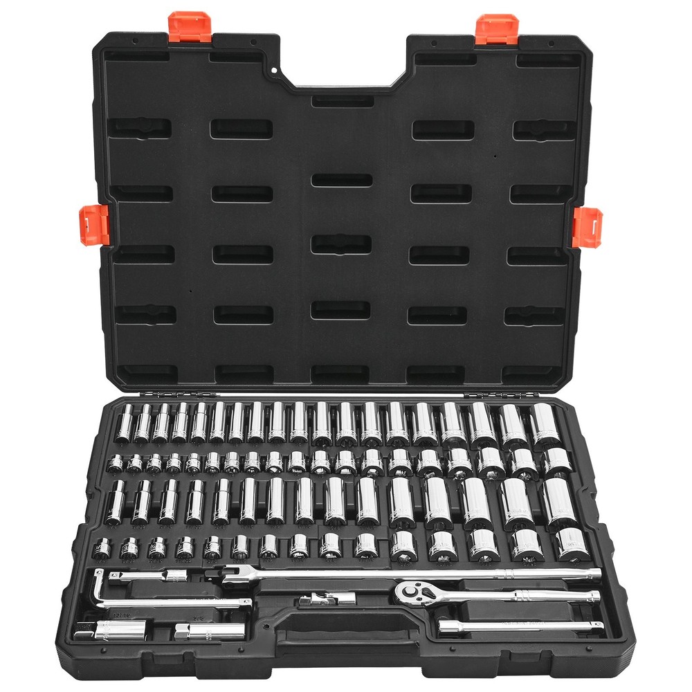 Socket Set 76 Pieces 3/8 inch Drive Socket Ratchet Set SAE Metric Deep Sha