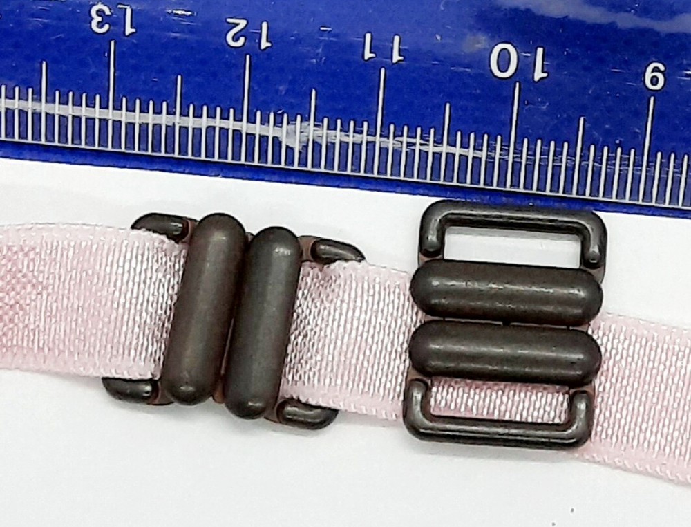 2 Piece 10mm Bikini Front Closure Rubber Buckle Metal Colour Rust