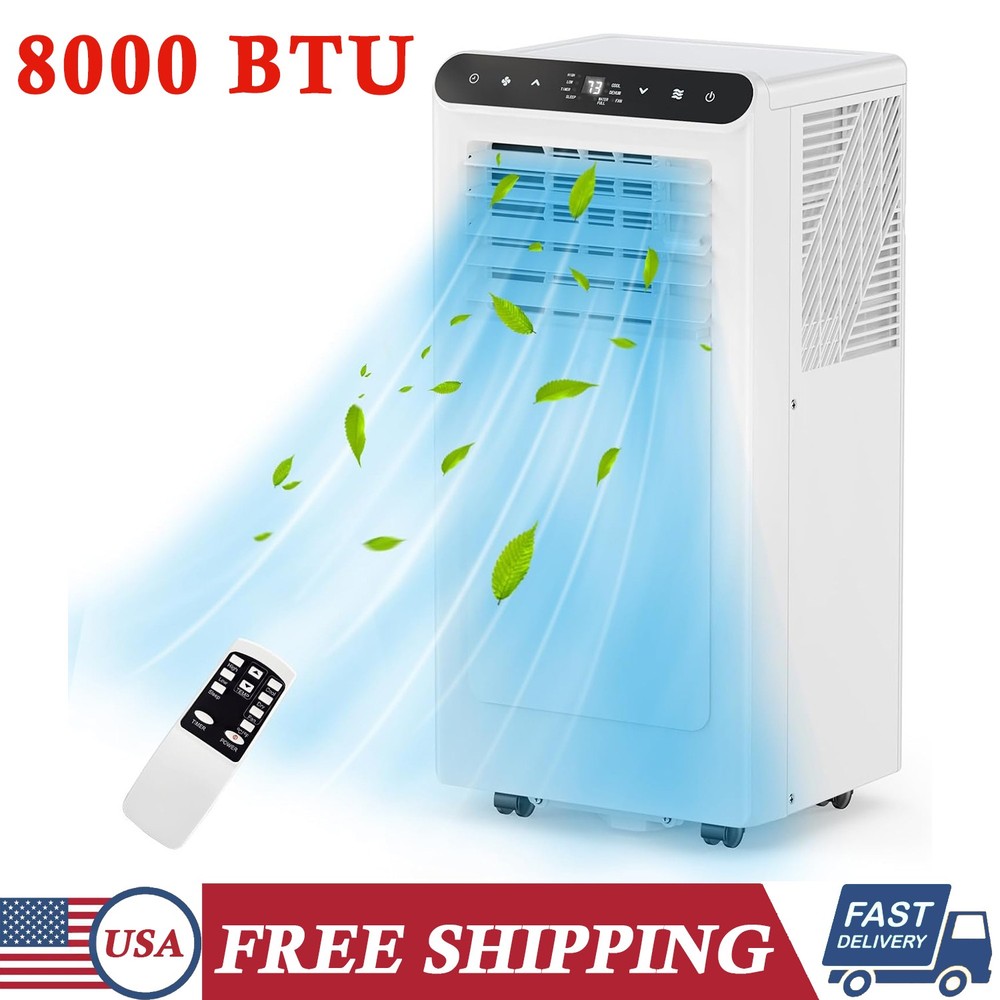 8000 BTU Portable Air Conditioner 3-in-1 AC Unit Cools Up to 350 Sq.Ft w/ Remote
