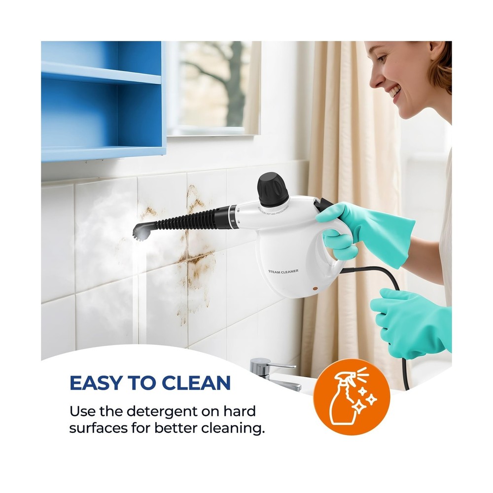 Steam Cleaner, Pressurized Handheld 13pcs Multi-Purpose Natural Deep Cleaning...