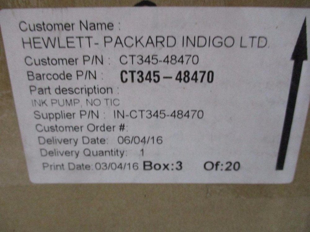HP Indigo CT345-48470 INK PUMP NO TIC