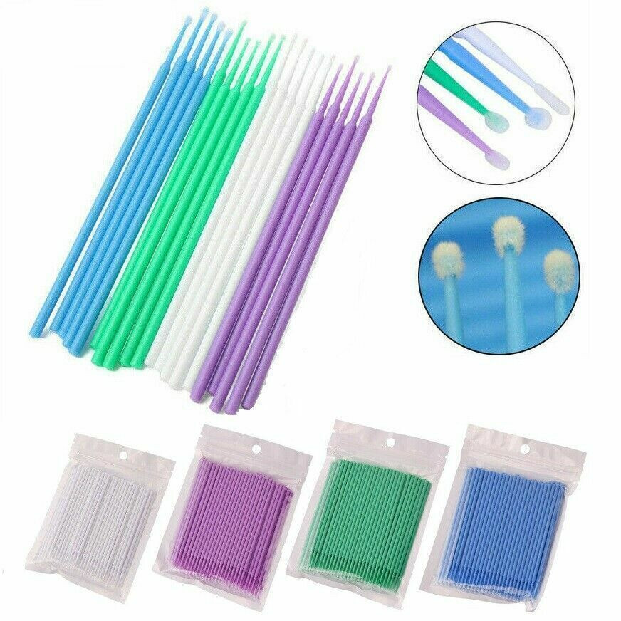 100 Pcs Dental Eye Micro Brush Tips Disposable Applicators Fine Regular Medium