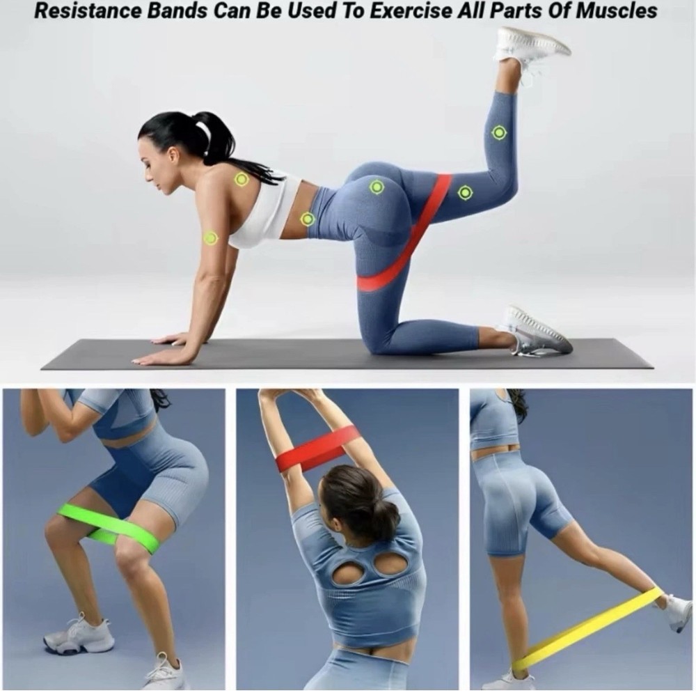 Resistance Loop Bands with Mesh Bag NEW 5 Bands Exercise Workout
