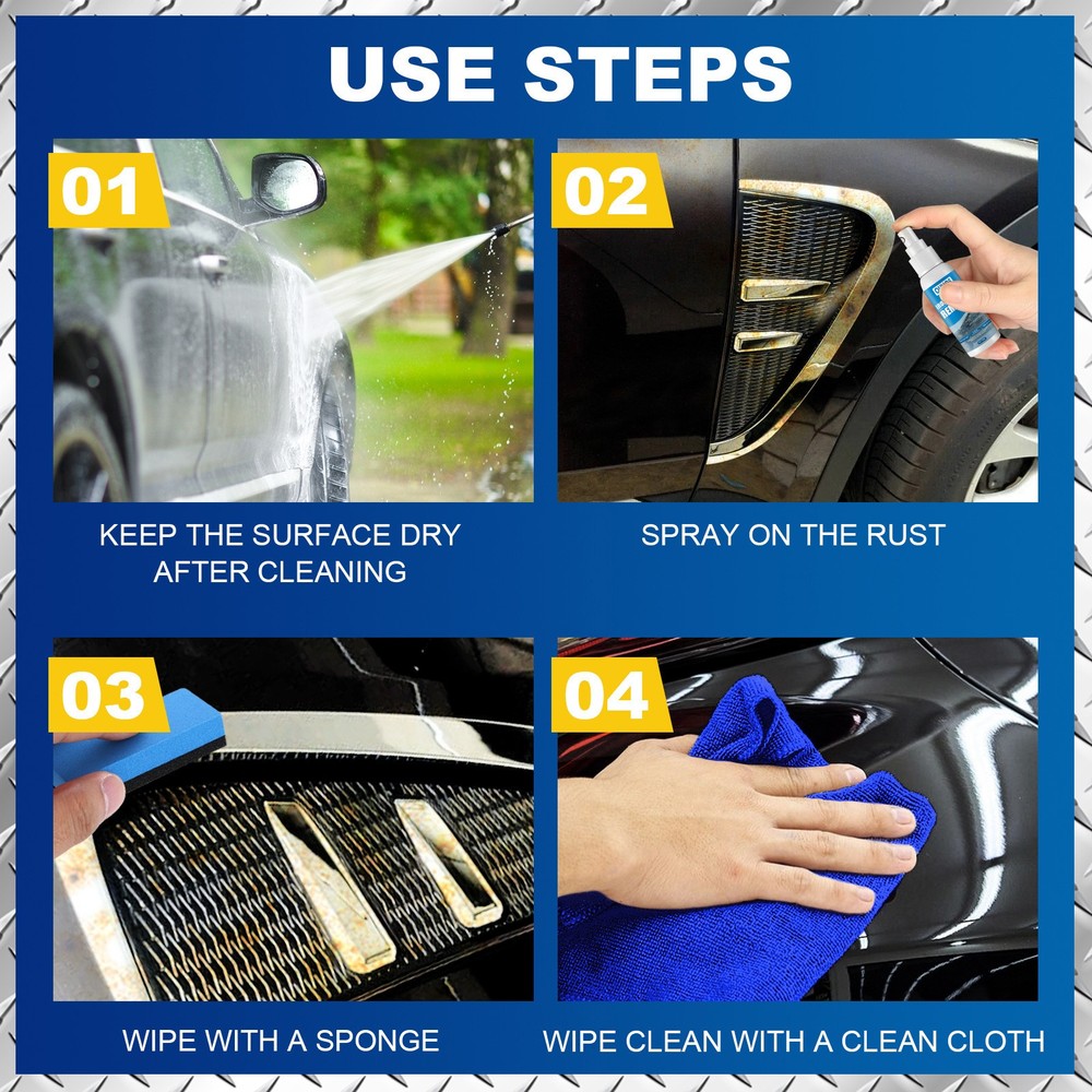 Auto Iron Powder Rust Remover Spray - Advanced Stain Cleaner for Rust Removal