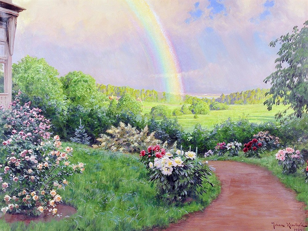 rainbow flowers by J. Krouthen Tile Mural Kitchen Wall Backsplash Marble Ceramic