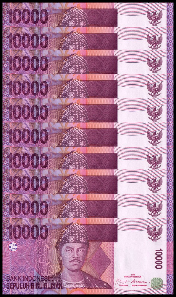 Indonesia 10000 Rupiah, 2009, P-143e, UNC X 10 PCS