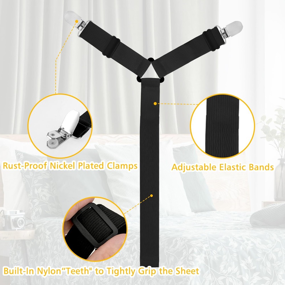 Bed Sheet Holder Straps Adjustable Sheet Stays Keepers With Elastic Bands