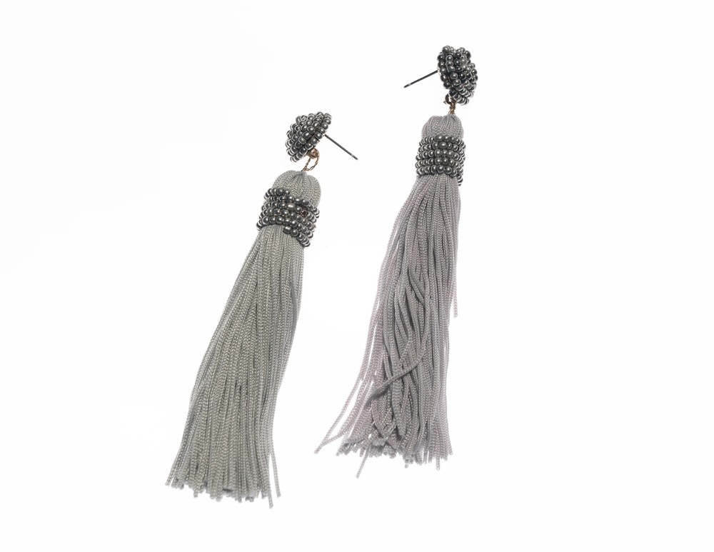 Seedbead Silver Fringe Earring