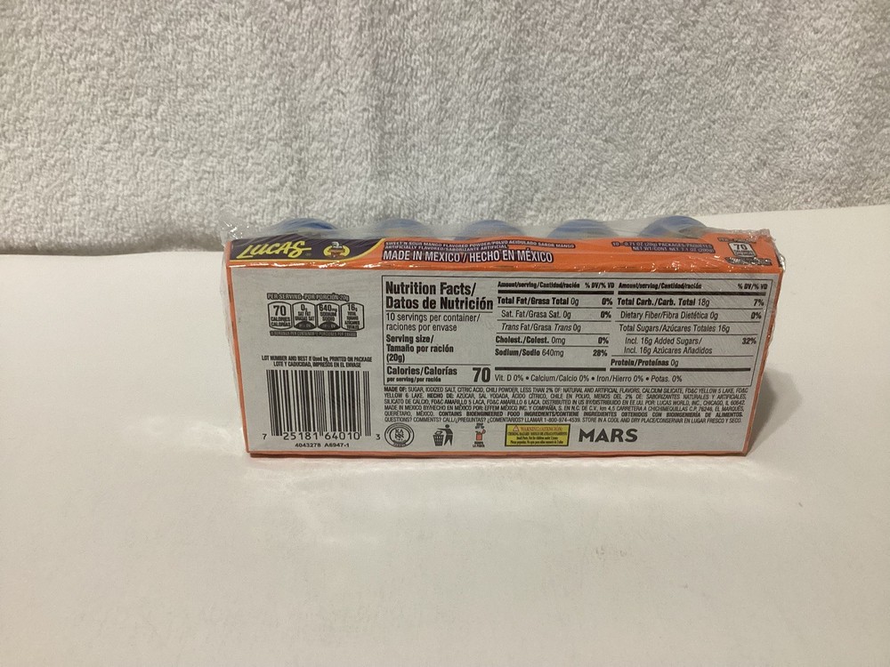 Lucas Powder Mango Flavored Candy, 0.71oz - 10 Pack ( See Description )