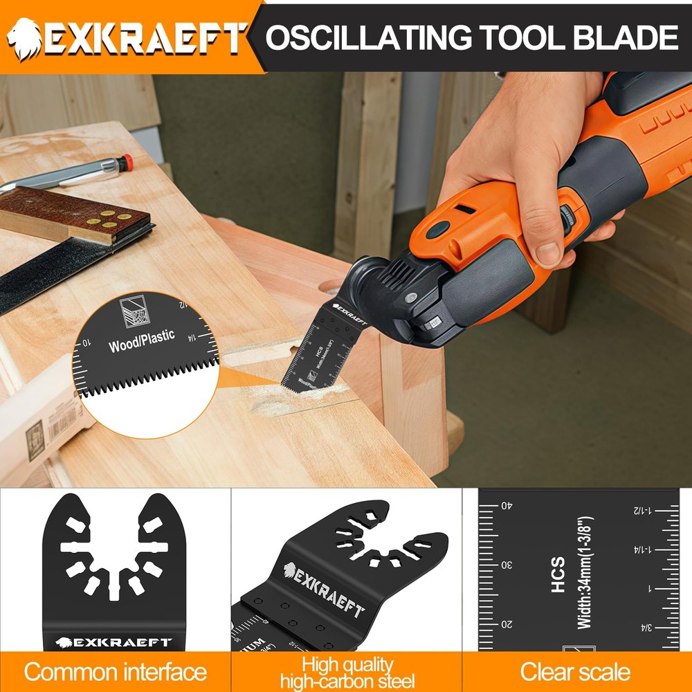 136 PCS Oscillating Tool Blade, Multi Blades Kits with Sandpaper, Black