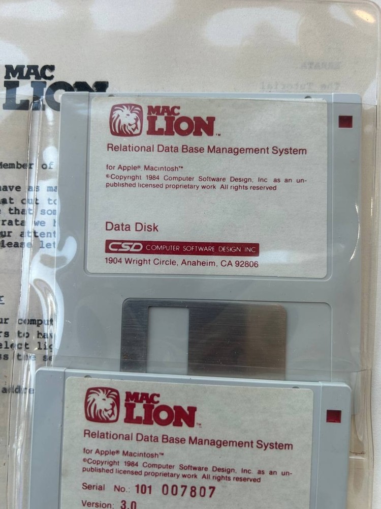 Mac Lion Relational Database Apple Macintosh Demo Copy Boxed Manuals Disks