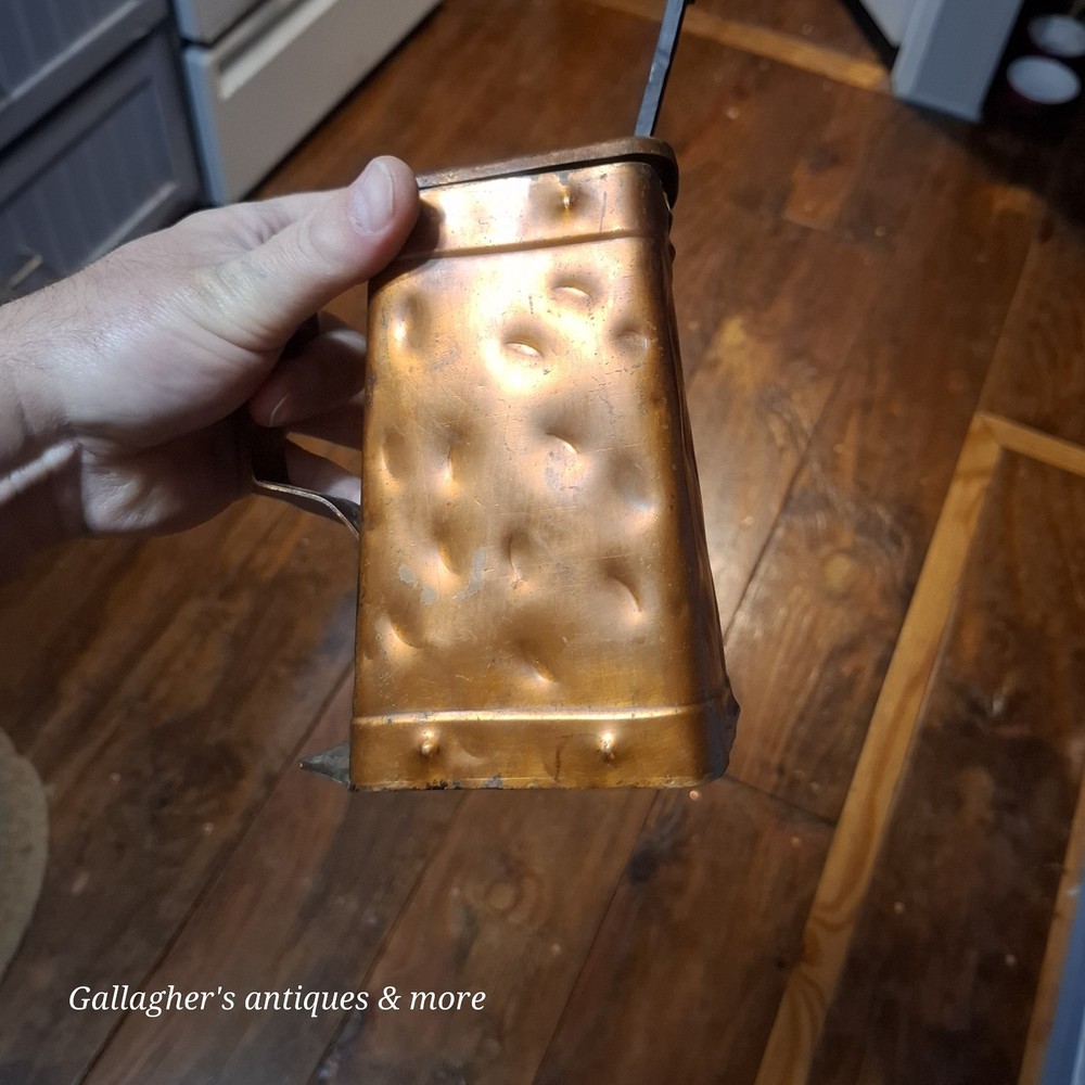 Vintage Brass Copper Fire Starter Fireplace w Wrought Iron Handle Cape Cod Shop