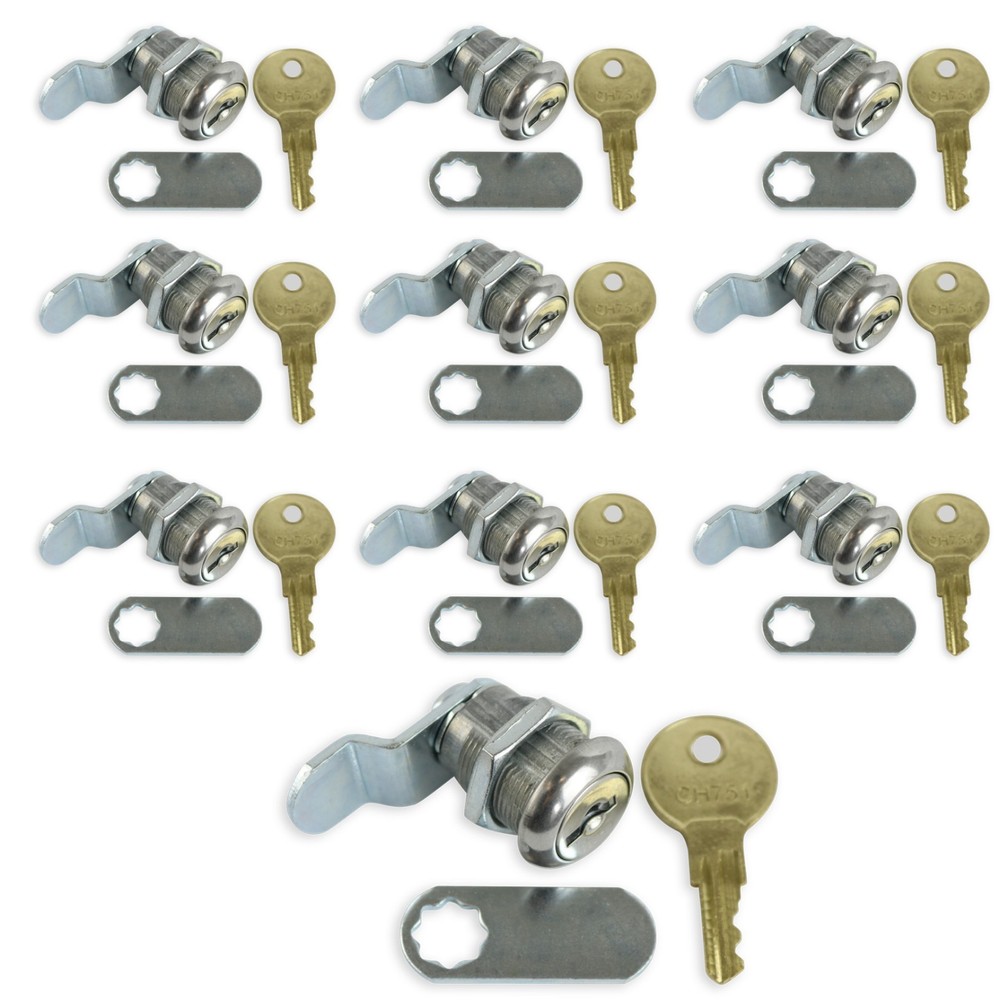 New 10-Pack Truck Tool Box Locks 5/8 Cylinder Key Alike Cam Lock Replacement Kit