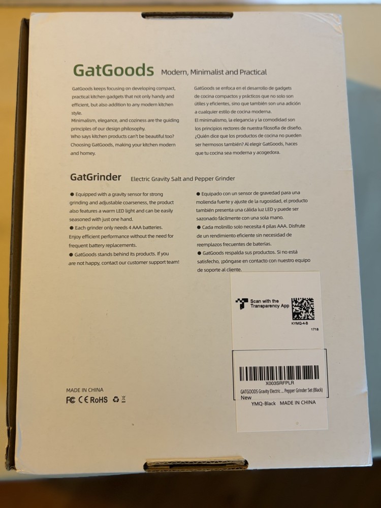 New GatGrinder Elect. Gravity Salt & Pepper Grinder Mill Set LED Auto Adjustable