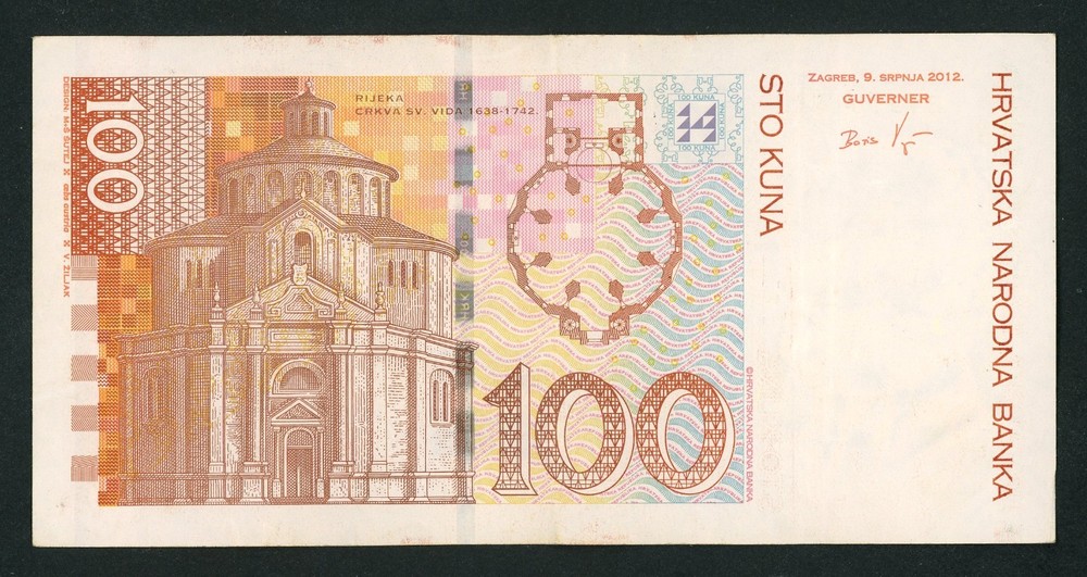 🔴CROATIA 100 Kuna 2012 VF++ Serial prefix / sufix: B-H 🔴