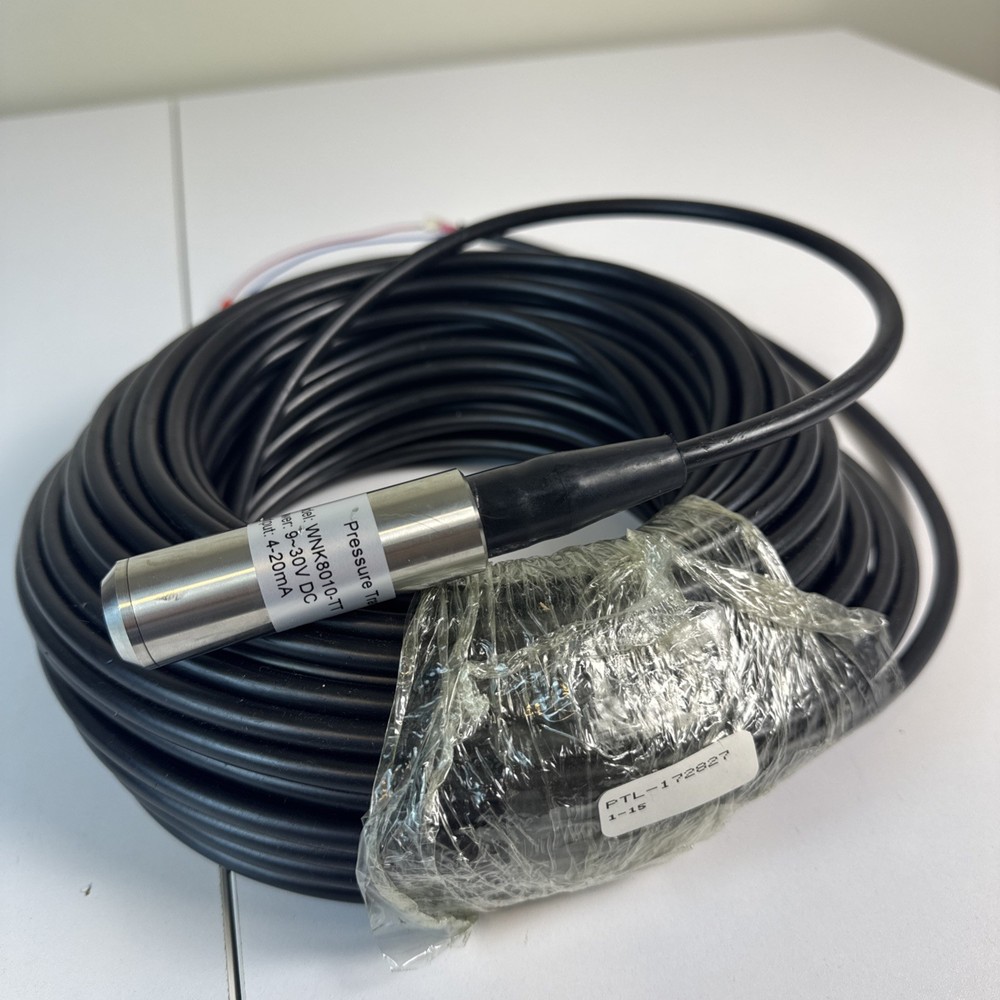 Submersible Level Transducer 4-20mA, 16ft depth range, 30 ft Cable, Transmitter