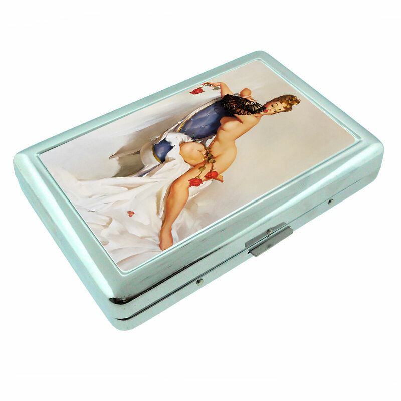 Classic Pin Up D146 Silver Metal Cigarette Case RFID Protection