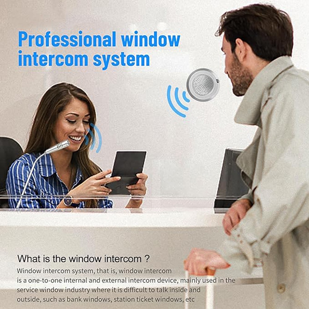 Two Way Window Intercom Speaker with Mute Function for Bank Office Hospital