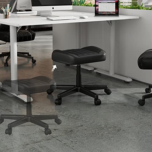 Multi-Use Stool, Height Adjustable Swivel Rolling Stool Chair W Wheels, Black