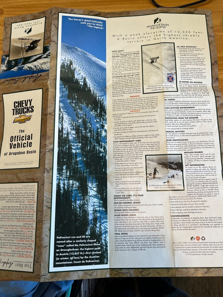 Arapahoe Basin - 1999 Trail Map