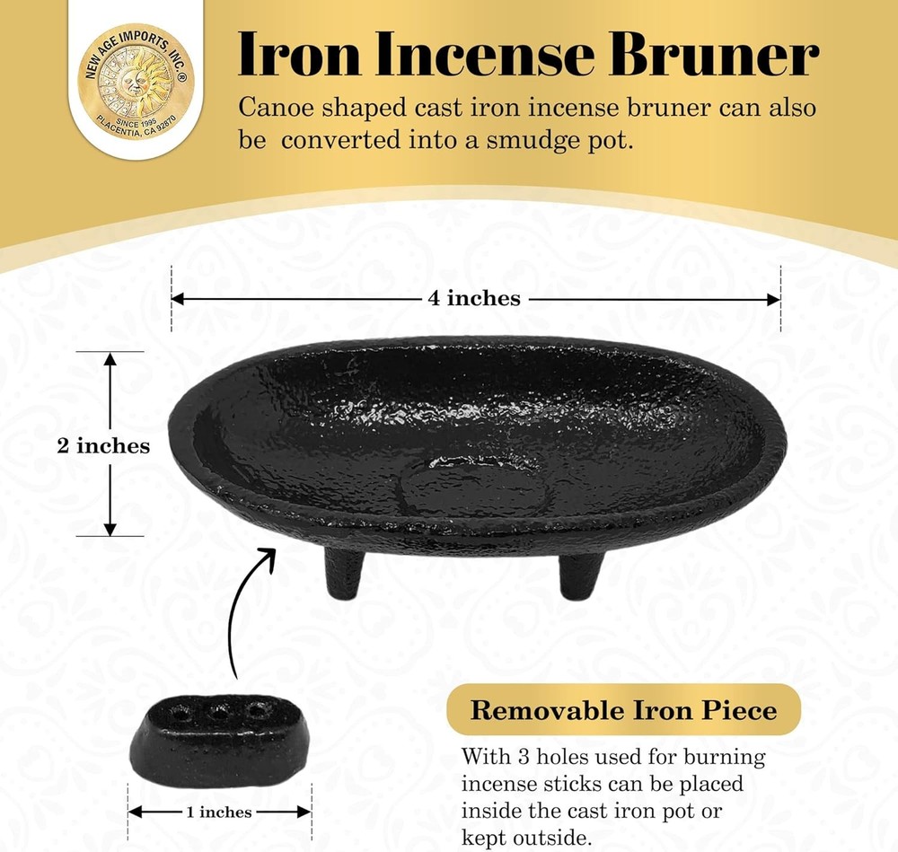 Cast Iron Incense Burner 4 L 2 H for Smudging