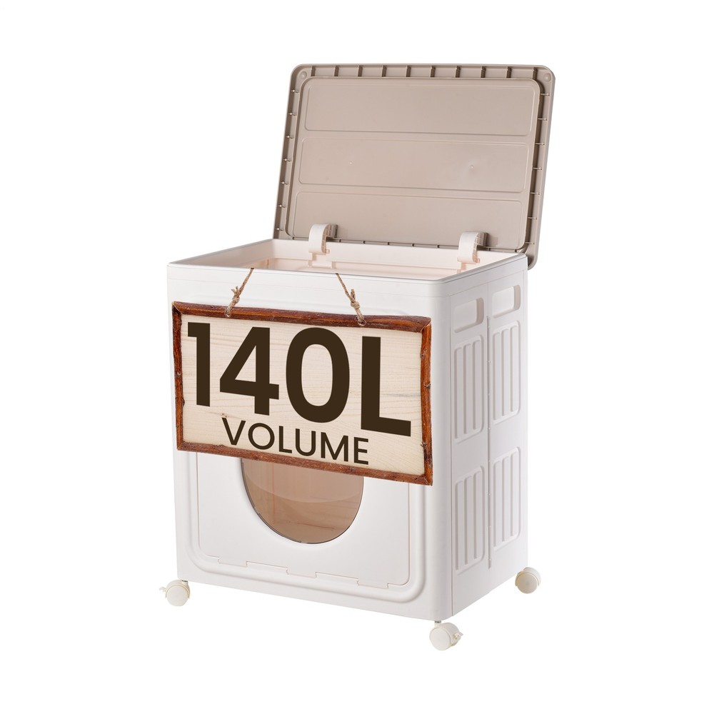 140L Foldable Laundry Hamper Rolling Laundry Basket Cart with Wheels Collapsible