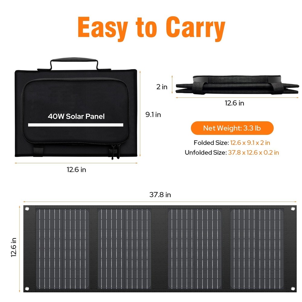 Portable Solar Panel Charger 40W Foldable Solar Panel for Portable Power Stat...
