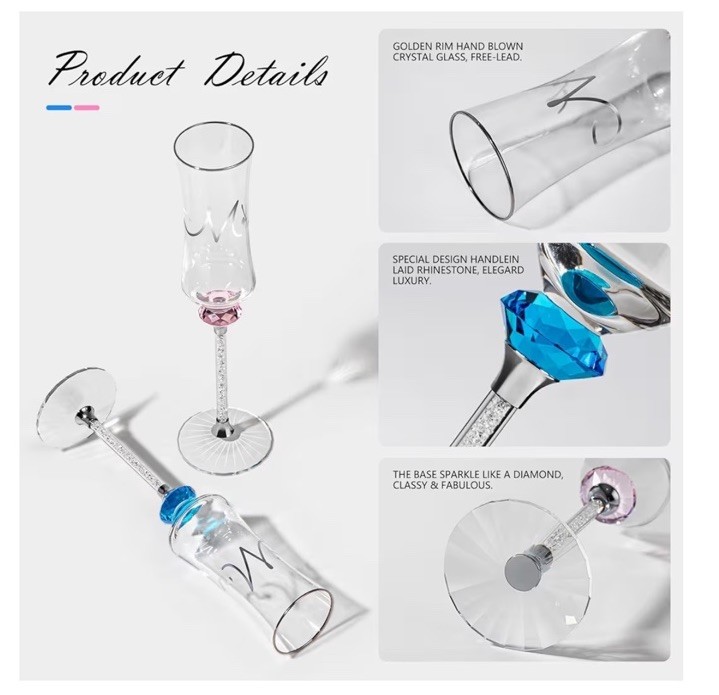 4 Pcs Wedding Cake Knife and Champagne Flutes Server Set for Bride