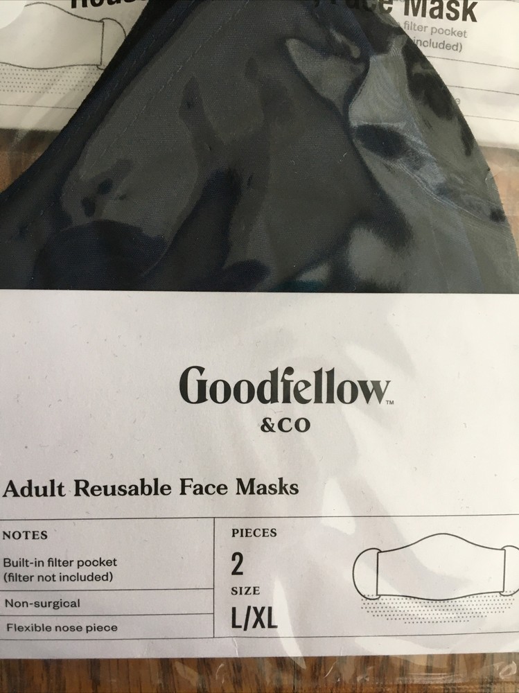 3 Pack GoodFellow Large X-large 2 Pack Fabric Face Covers Navy Blue & Black