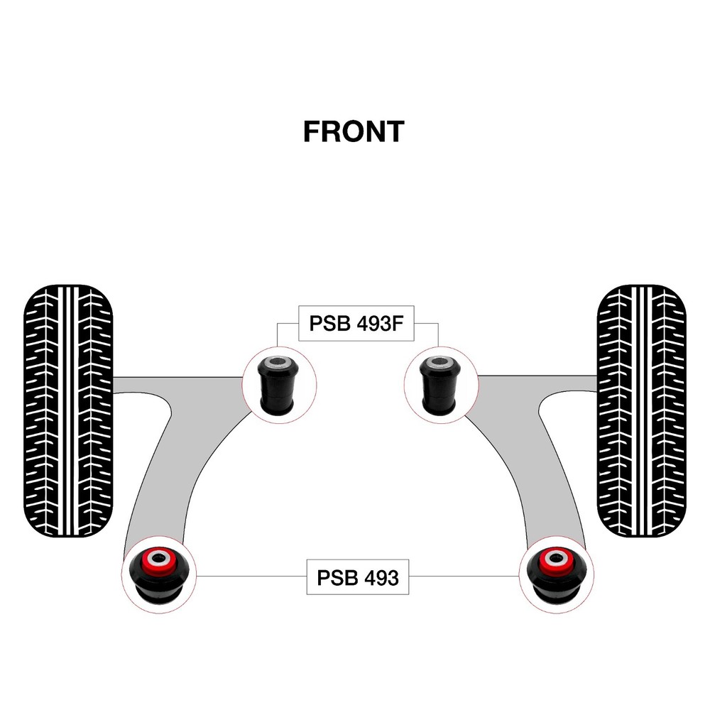 4x Toyota RAV4 (06-18) Front Lower Arm - Front & Rear Polyurethane Bushing Kit