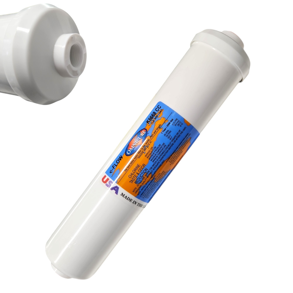 Omnipure K5668-CC 5 Micron Inline Water Fiter KDF/GAC 5M 3/8"FPT