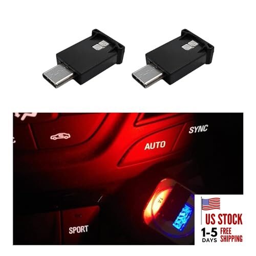 USB Type C LED Ambient Light, 8 Colors RGB Dynamic Gradient Brightness 2 PCS