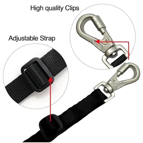 Adjustable Heavy Duty Double Ended Dog Harness Backup Clip - Lockable Safety Cli