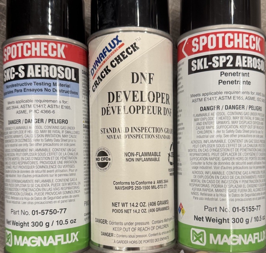 Spot check Magnaflux/ DNF Developer Penetrant And Cleaner For Crack Checking See
