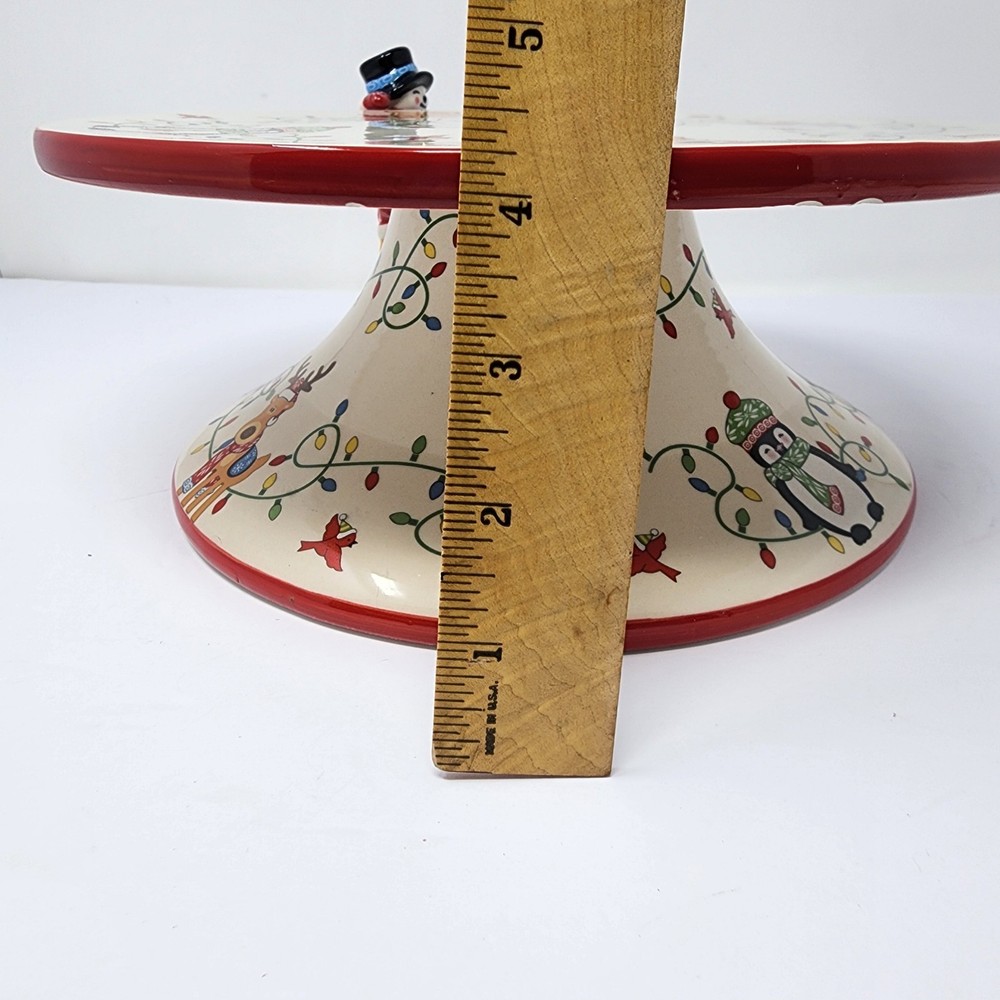 Temp-tations Winter Whimsy Figural Cake Plate Special Edition Ceramic Christmas