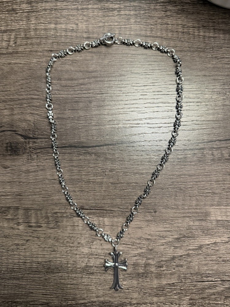 Silver Chrome Cross Necklace