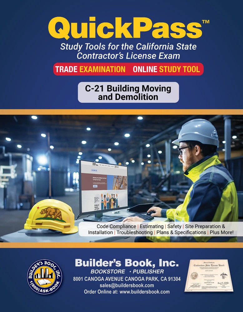 Building Moving and Demolition License Examination (C-21) - QuickPass Study Tool