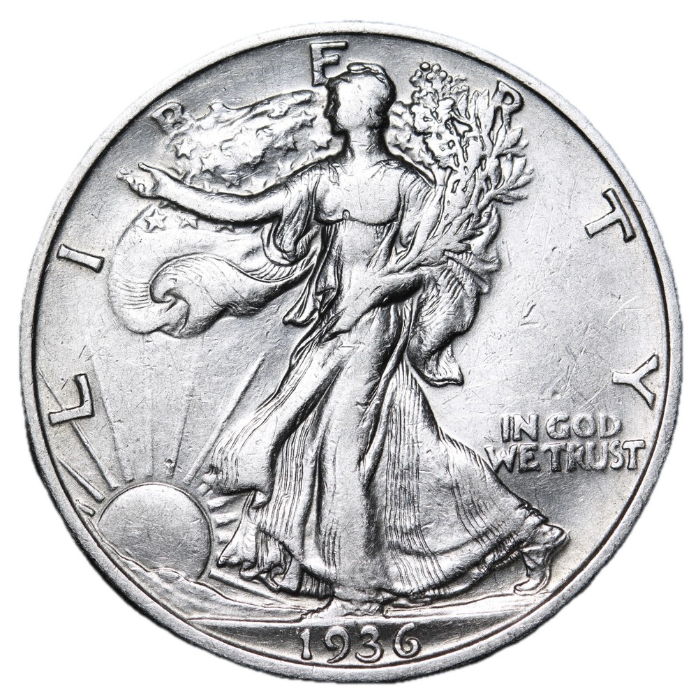 1936-S Walking Liberty Half Dollar In AU Condition