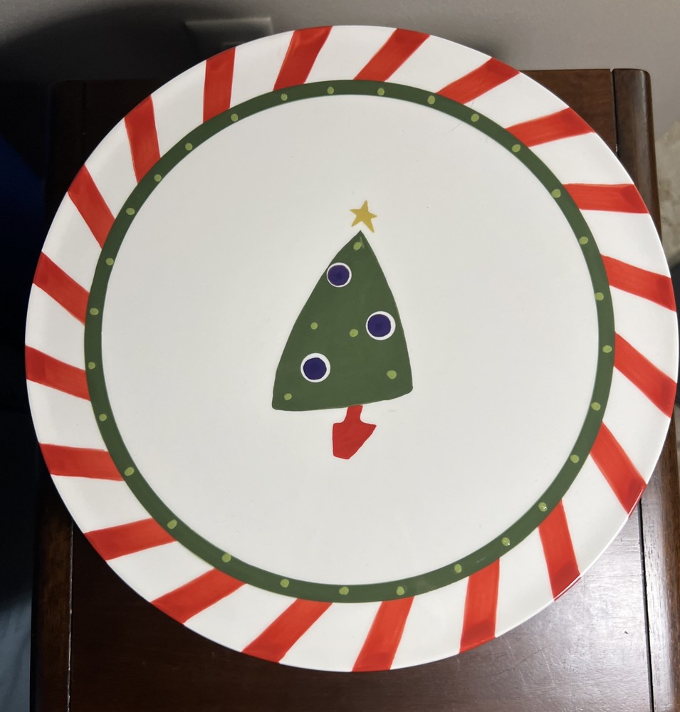 Pier 1 Candy Cane Cake Plate Stand, 12”