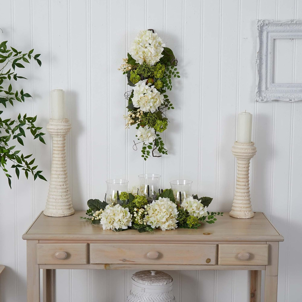28In. Hydrangea Teardrop, White