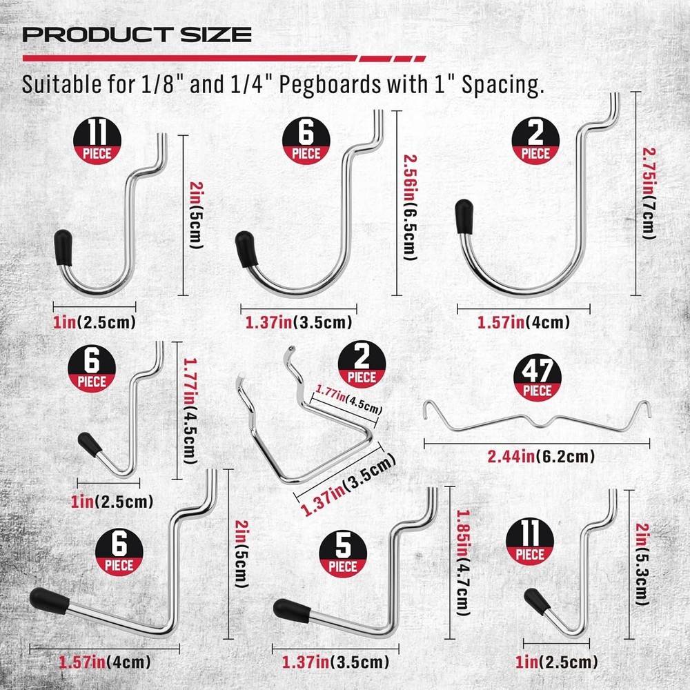 Pegboard Organizer Peg Board Hooks 121-Piece Hooks Durable Peg