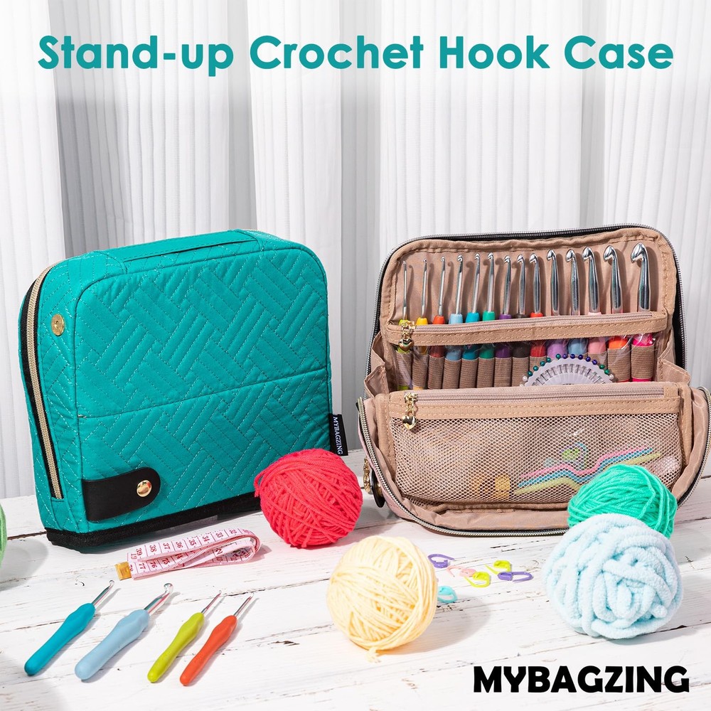 MYBAGZING Empty Crochet Hook Case - Crochet Hook Organizer Case Stand Up (Upg...