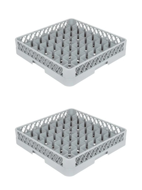 2 PACK Restaurant Dishwasher Full-Size Glass Rack with 49 Compartments
