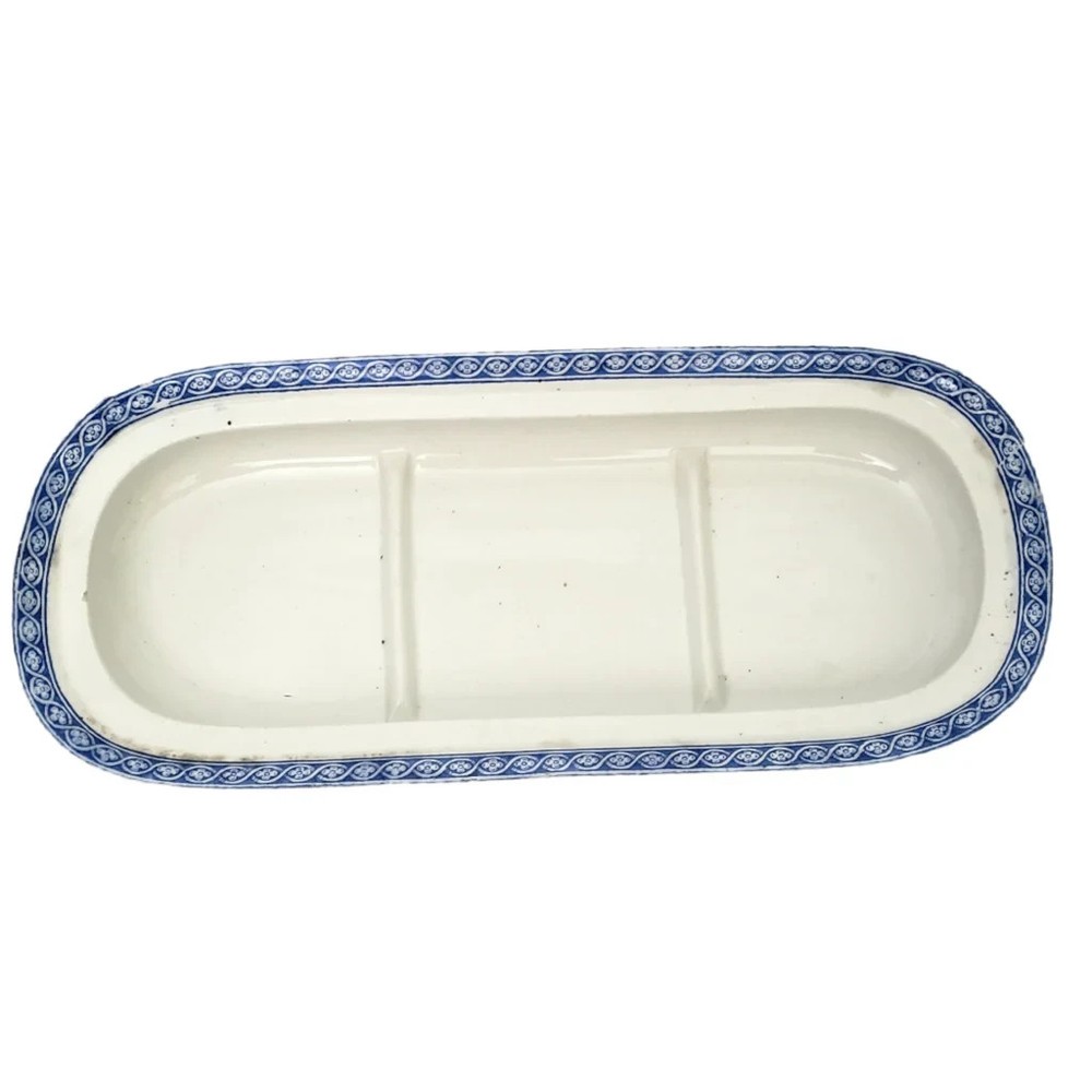 Antique Rectangular Vanity Dish Blue & White by Copeland England Registry Mark